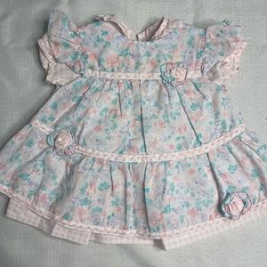Girls Vintage Mayfair floral‎ ruffle lace dress size 12 months